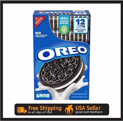 #ad OREO Chocolate Cookies Stay Fresh Packs 12 Count 62.76Oz Treat Kosher  New $23.99