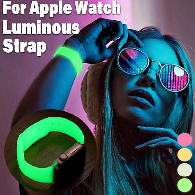 #ad Luminous Watch Strap Night Glow Silicone Band for iWatch Light in the Dark $10.99