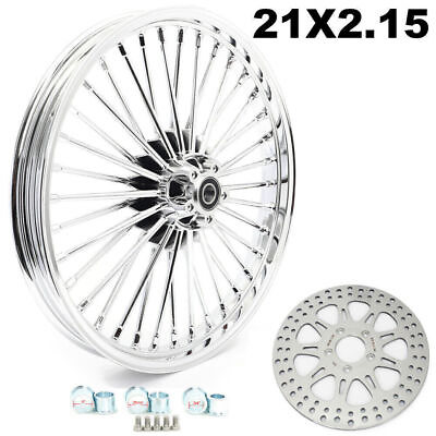 #ad 21X2.15 Fat Spoke Front Wheel Rim Rotor for Harley Softail Night Train Chrome $379.99