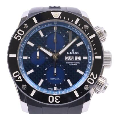#ad EDOX Chronoffshore 1 01114 3 BUIN Automatic Blue Carbon Dial Rubber Mens Watch $870.00