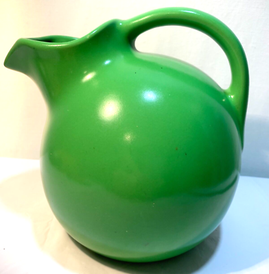 #ad Vintage MCM Apple Green Ball Style Shaped Pitcher with ice lip $22.00