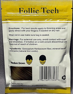 #ad Vegan Hair Building Fibers Refill Medium Brown 50g Follic Tech HIGHEST QUALITY $12.15