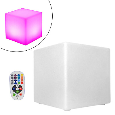 #ad 16in LED Light Up Cube Stool Seat 5W 16 Colors Colour Changing Waterproof Chair $66.50