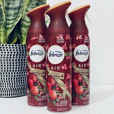 #ad LOT OF 3 FEBREZE AIR REFRESHER SPRAY LIMITED EDITION FRESH TWIST CRANBERRY NEW $24.29