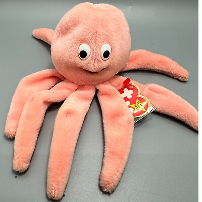 #ad Ty Inky The Octopus Beanie Baby 1993 Pellets Original Pink 7quot; Plush Stuffed $8.49