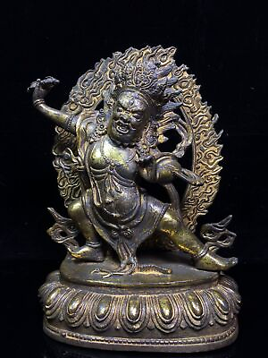 #ad 10quot; China old Tibet Tibetan Buddhism temple Bronze gilt Vajrapani Buddha statue $166.00