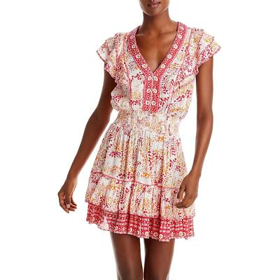 #ad Poupette St Barth Womens Camila White Floral Print Short Mini Dress XS BHFO 5562 $154.99