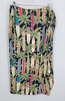 #ad Reyn Spooner Skirt Womens Medium Large Surf Board Hawaiian Wrap Midi Tropical $26.85
