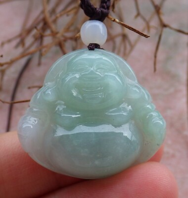 #ad Certified Icy Green 100% Natural A Jade jadeite pendant Buddha God 佛公 537411 $78.40