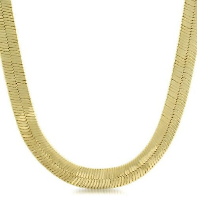 #ad Made in USA. NEW 24K YELLOW GOLD PLATED8mm width18quot; length HERRINGBONE CHAIN $14.00
