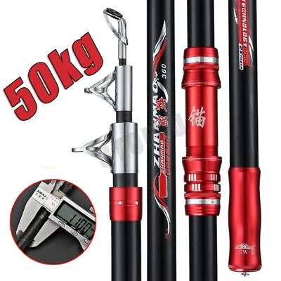 #ad 2.1 4.5M Carbon Fishing Rod 50kg above Superhard Throwing shot Rod Telescopic $135.04