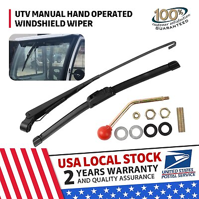 #ad UTV Manual Hand Operated Windshield Wiper Rubber Blade Universal Replacement Kit $10.95