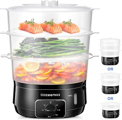 #ad 13.7QT Electric 3 Tier Vegetable Steamer 800W: Fast Cook 60min Timer BPA Free $28.00