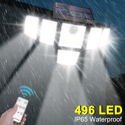 #ad 496 LED Large Solar Motion Sensor Light Outdoor Garden Wall Security Flood Lamp $27.99