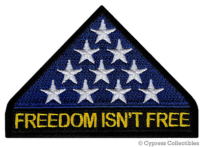#ad IN MEMORIAM PATCH FREEDOM ISNT FREE iron on embroidered AMERICA FLAG VETERAN KIA $4.99