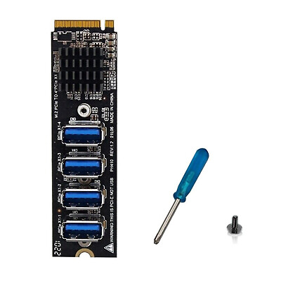 #ad 4 Ports USB 3.0 PCI E Riser Card M.2 M to PCIE Extender Riser Expansion Card $20.08