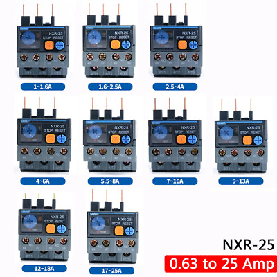 #ad Range from 0.63A 25A Thermal Overload Relays 3 Phase FR NXR 25 for Protect Motor $13.19
