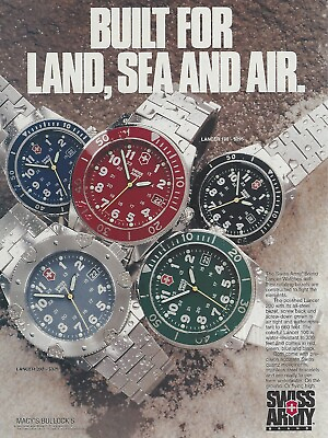 #ad 1995 Swiss Army Brand Lancer Watch Land Sea Air vintage PRINT AD Advertisement $8.98