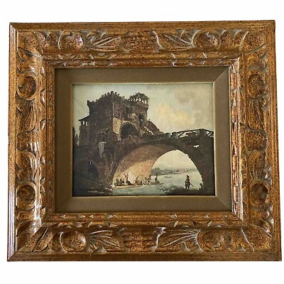 #ad Hubert Robert The Old Bridge Wooden Framed Giclee Reproduction Canvas $115.00