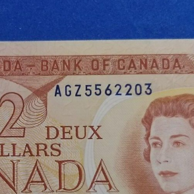 #ad Mild Digit Rotation: $2 Canada 1974 Banknote Multi Colored Series AUNC C $12.75