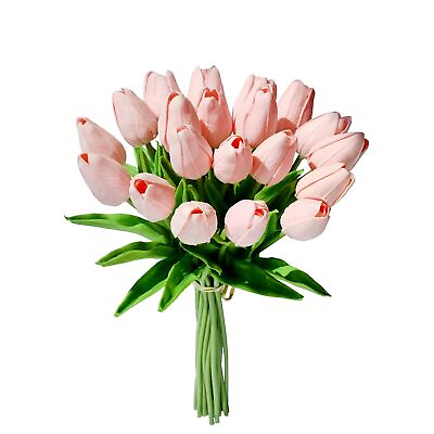 #ad Mandy#x27;s 20pcs Light Pink Artificial Tulip Silk Fake Flowers 13.5quot; for Mother#x27;... $29.32