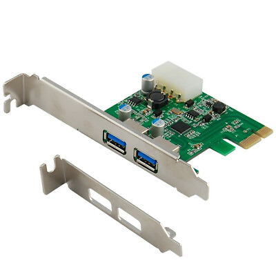 #ad 2 Port USB 3.0 PCI Express PCIe Adapter Controller Card Low Profile $13.50