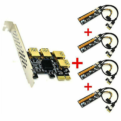 #ad New 4 Slot USB 3.0 PCI E Express 1x to 16x Riser Card Adapter PCIE Multiplier $65.09