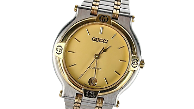 #ad *EXC5* Gucci 9000M Gold Dial Date Quartz Men#x27;s Watch Swiss Made from JAPAN $219.99