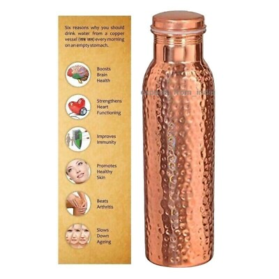 #ad Pure Copper Water Bottle 1000ML Hammered Vacuum Flasks Health Benefits 1 3 5 Pcs $70.17