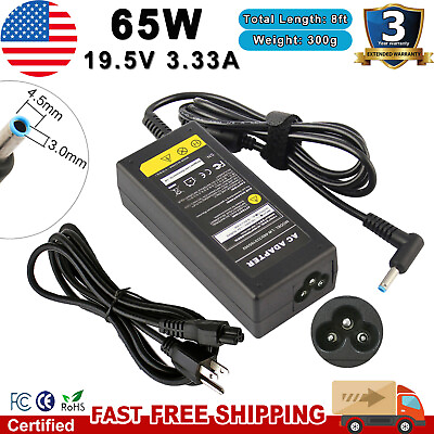 65W AC Adapter Power Supply For HP EliteBook 840 G3 850 G3 Charger Power Cord $11.49
