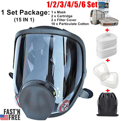 #ad 15 in 1 Full Face Gas Mask Facepiece Respirator For Painting Spraying 6800 Serie $56.03