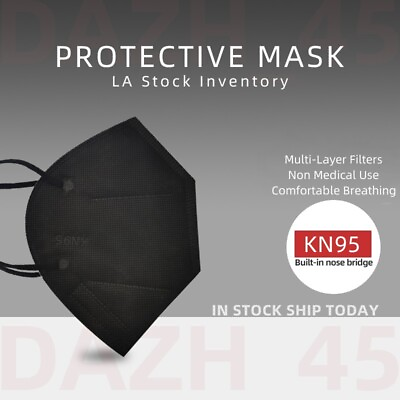 #ad 50 100Pcs Black KN95 Face Mask 5 Layer Disposable Respirator $9.97