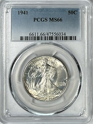 #ad 1941 Walking Liberty Silver Half Dollar MS66 PCGS Certified Strong Strike $245.00