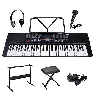 #ad Electric Keyboard Piano Digital 61 Key Music Organ with Microphone Stand amp; Stool $94.58
