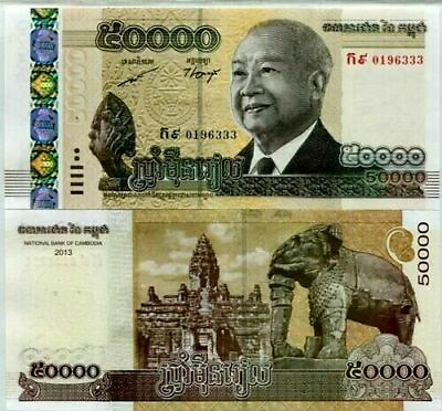 #ad CAMBODIA 50000 P61 2013 x 10 = 500000 Riels Elephant ANGKOR UNC 50000 Currency $399.99