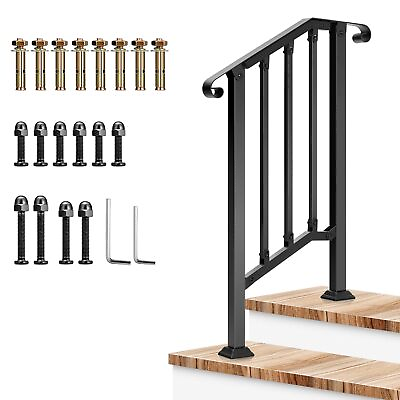 #ad VIVOSUN Wrought Iron Handrails 1 2 Step Outdoor Stair Railing Porch Post 0 35° $47.99