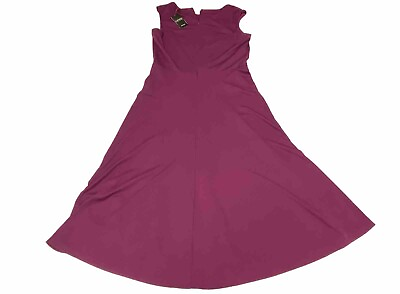 #ad NWT Lauren Ralph Lauren Plum Purple Jersey Dress Fit amp; Flare 12 Sleeveless New $24.99
