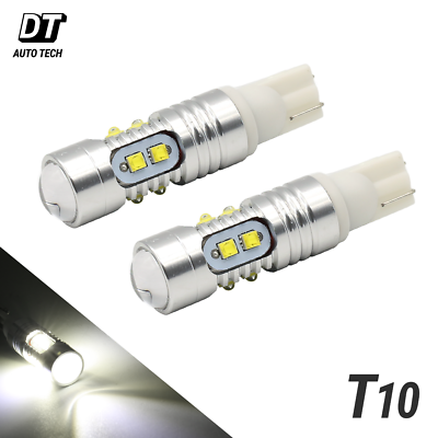 2X T10 High Power Chip LED Xenon White Backup Reverse Light Bulbs Projector $11.69