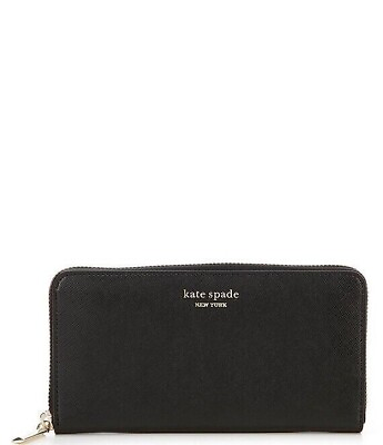 #ad Kate Spade Spencer Large Continental Wallet Black Leather PWR00281 $188 MSRP $74.98