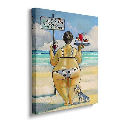 #ad Bathroom Beach Canvas Wall Art No Alcohol Beyond This Point Beach Wall Art $33.99
