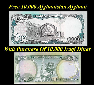 #ad Iraqi Dinar 10000 Free 10000 Afghanistan Afghani Afghanis With Dinar Purchase $39.07