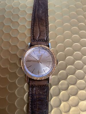 #ad Elgin 10k Gold Filled Winding Wrist Watch Leather Band $50.00