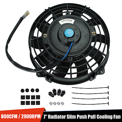 #ad 7quot; inch Universal Slim Fan Push Pull Electric Radiator Cooling 12V Mount Kit $20.99