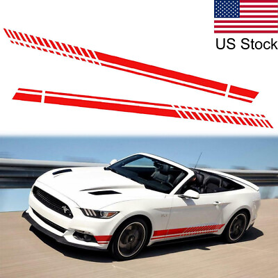 #ad 2x 74.8quot; Red Sport Racing Stripe GraphicCar Body Side Door Stickers Vinyl Decal $18.99