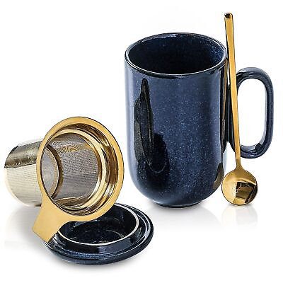 #ad Ceramic Tea Cup Mug Infuser Large 16 oz Hot Loose Steeping Handle Teacup wi... $31.62