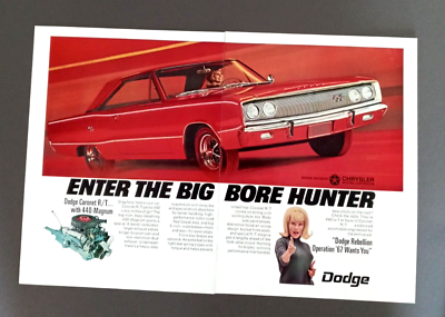 #ad 1967 Dodge Coronet R T 440 Magnum 2 page original magazine ad print $12.95