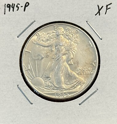 #ad 1945 P Walking Liberty Half Dollar XF Extremely Fine 90% Silver $17.95