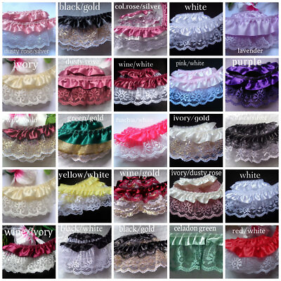 #ad Satin Floral Ruffle Lace Trim 2 inch wide select color price per yard $2.49