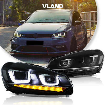 #ad For 2010 2014 VOLKSWAGEN Golf6 MK6 Jetta Wagon LED Headlights Sequential A Pair $220.00