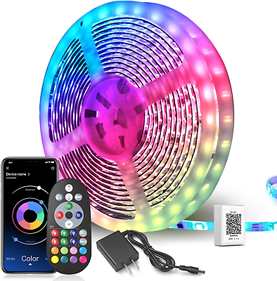 #ad 100 Ft LED Lights for Bedroom Music Sync Color Changing RGB LED Strip Rope Light $15.93